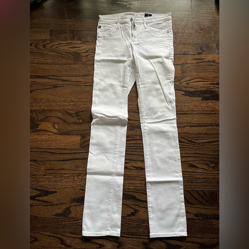 AG Adriano Goldschmied White Straight Leg Jeans